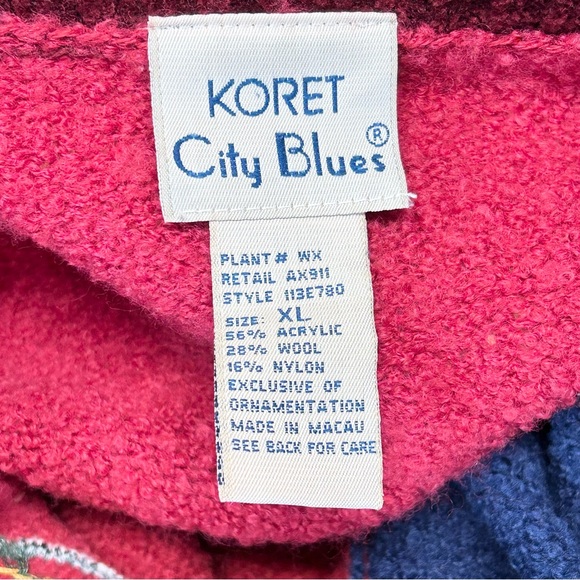 Koret City Blues Vintage wool blend Christmas sweater women’s XL cardigan - Picture 4 of 16